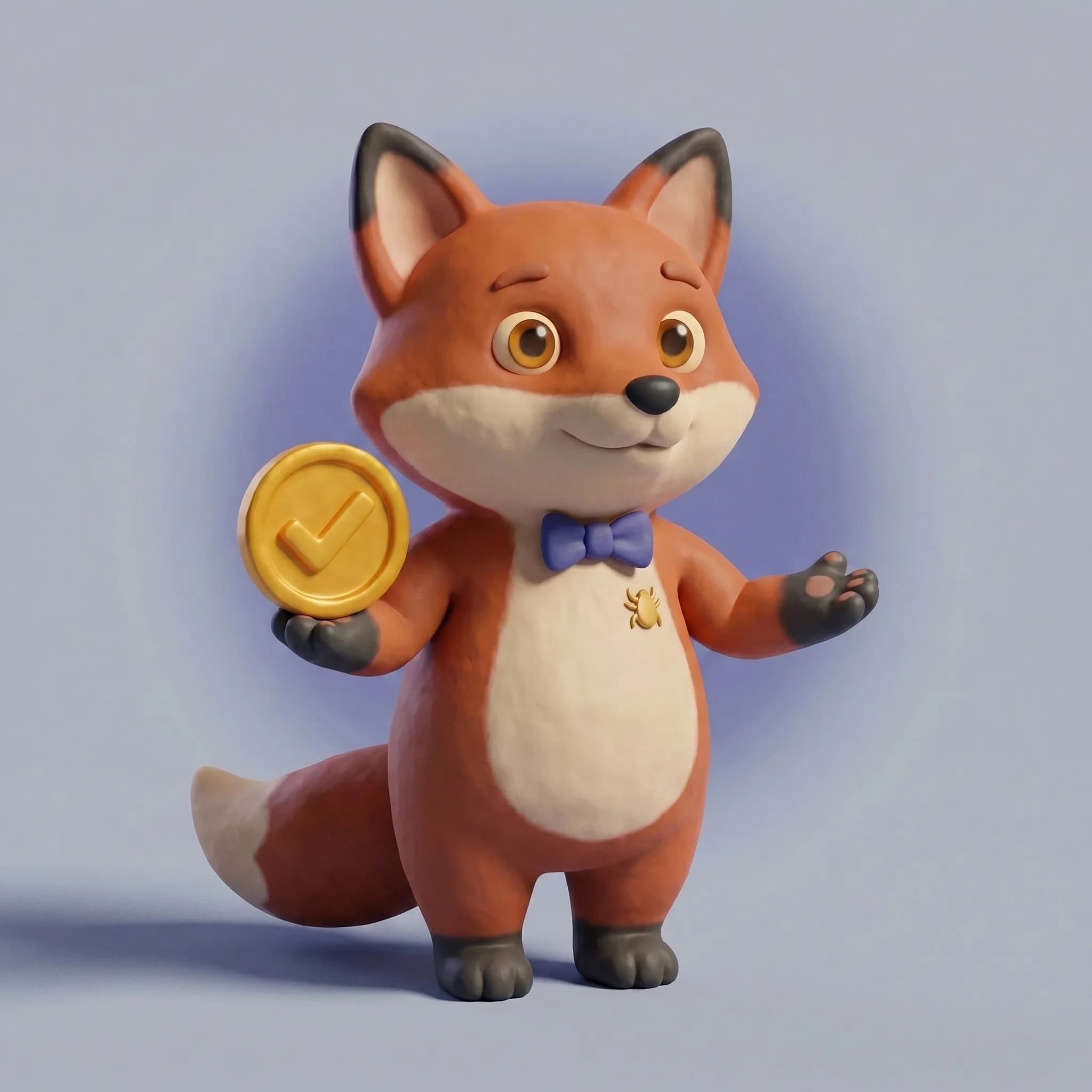 Rufus, the TopReferrals fox, holding up a verified reward tag